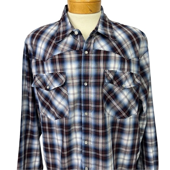 Bit & Bridle Men’s White Pearl Snap Western Shirt Sz 2X Multi  Color Plaid - Picture 2 of 12